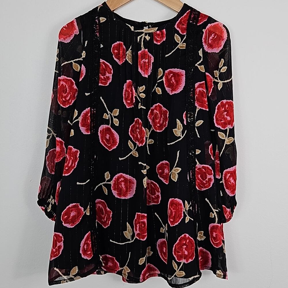 Kate Spade Hazy Rose Metallic‎ Chiffon Dress in Black and Red | Toddler 4Y